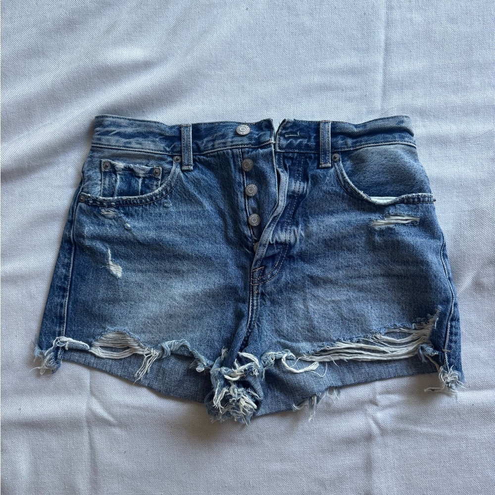 Pistola Blue Jean Shorts High-Waisted Distressed